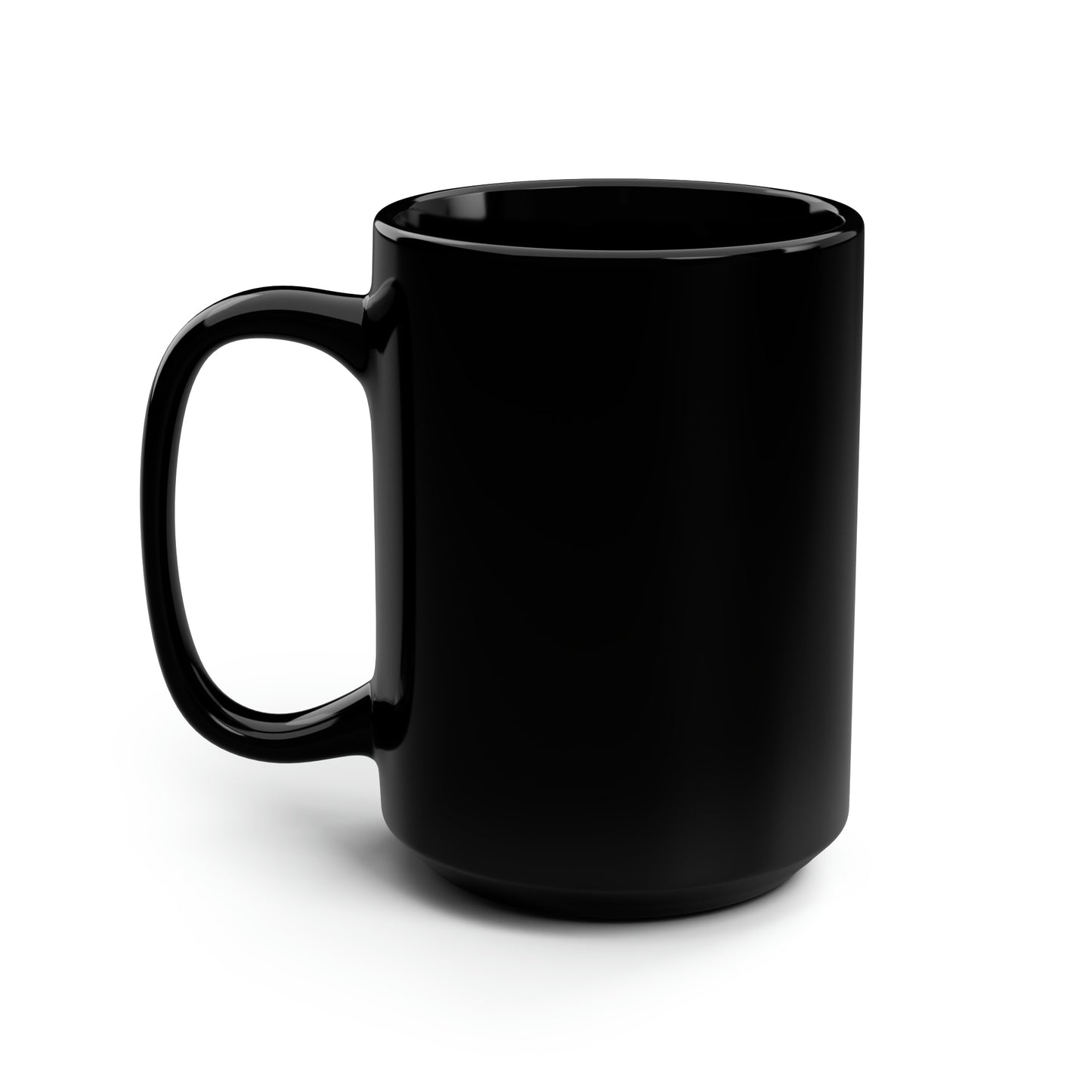 Black Mug, 15oz Featuring Ghost with Coffee Mug