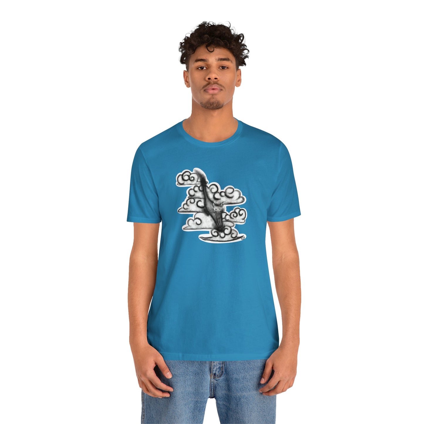 Unisex Jersey Short Sleeve Tee Featuring Cloud Cat