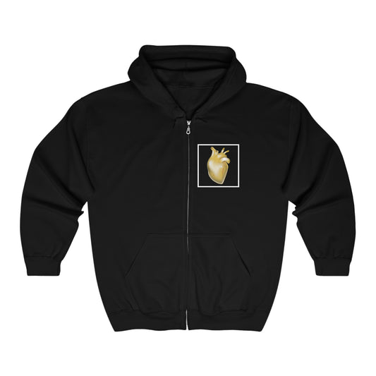 Bleeding Heart of Gold Unisex Full Zip Hooded Sweatshirt